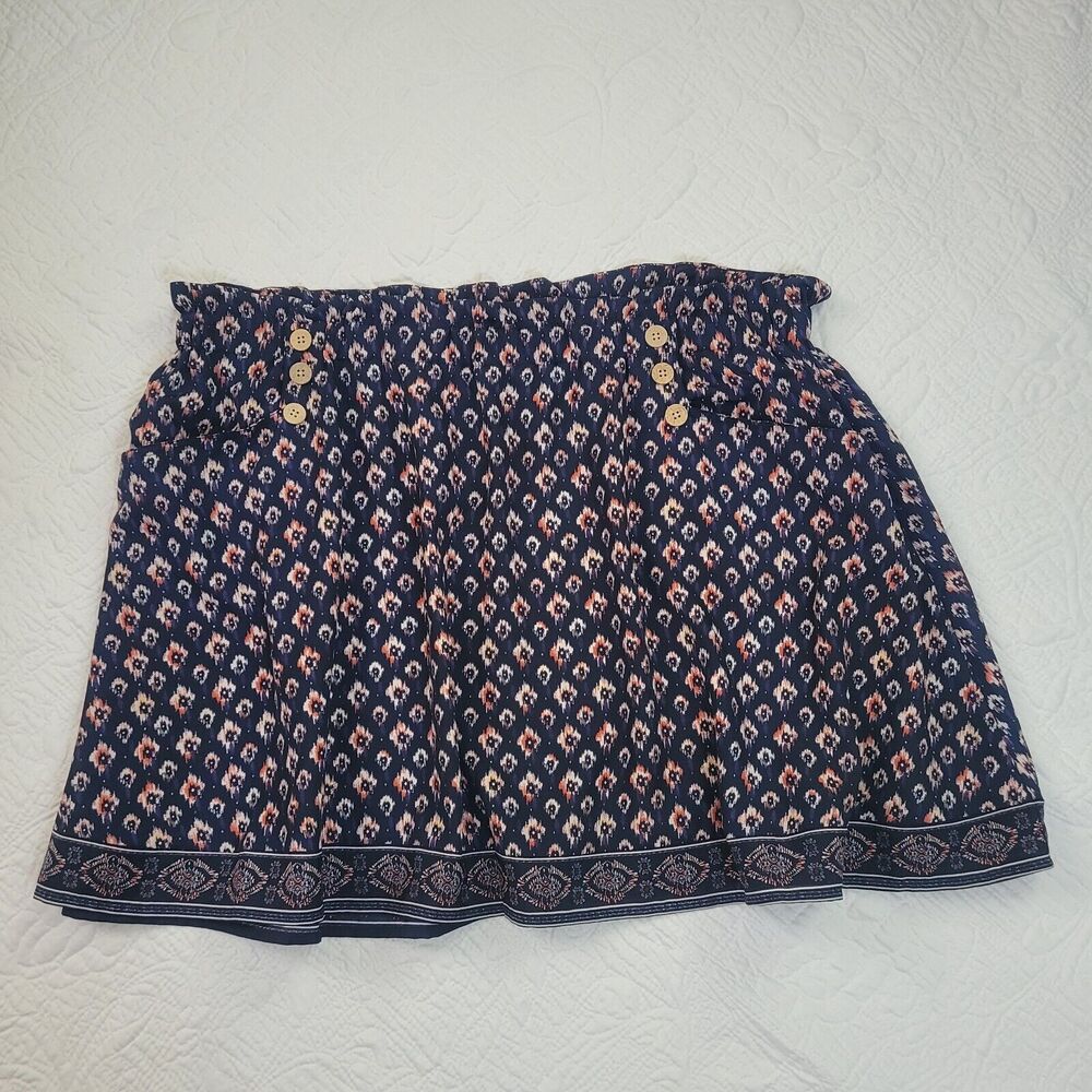Maurices A Line Skirt Pockets Button Detail Navy‎ Blue Ikat Design XXL